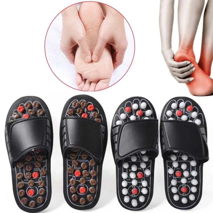 Foot Massage Slippers Acupuncture Therapy Massager Shoes For Foot Acupoint,Activating Reflexology Feet Care,Massage Sandal with Adjustable Strap for Travel, Walk, Bathroom, Home Use etc - Savroo