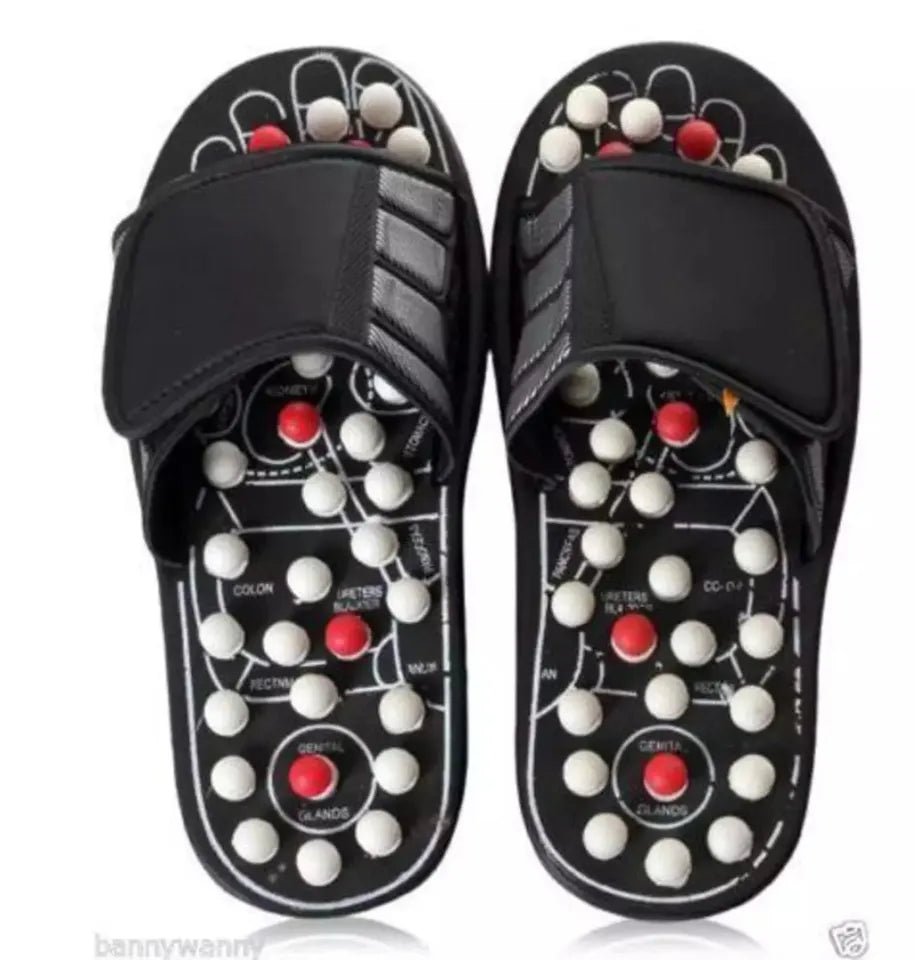 Foot Massage Slippers Acupuncture Therapy Massager Shoes For Foot Acupoint,Activating Reflexology Feet Care,Massage Sandal with Adjustable Strap for Travel, Walk, Bathroom, Home Use etc - Savroo